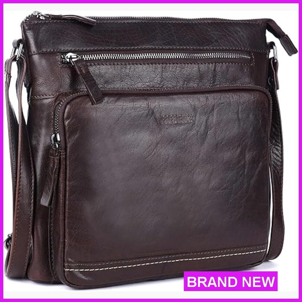 Extra Large Genuine Leather Crossbody Purse Soft Triple Zip Shoulder Bag